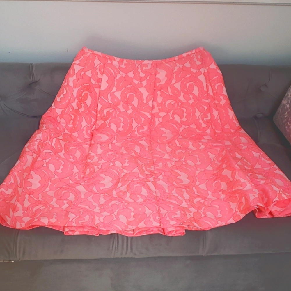 Midi knee length Pink Tartan cotton circle skirt